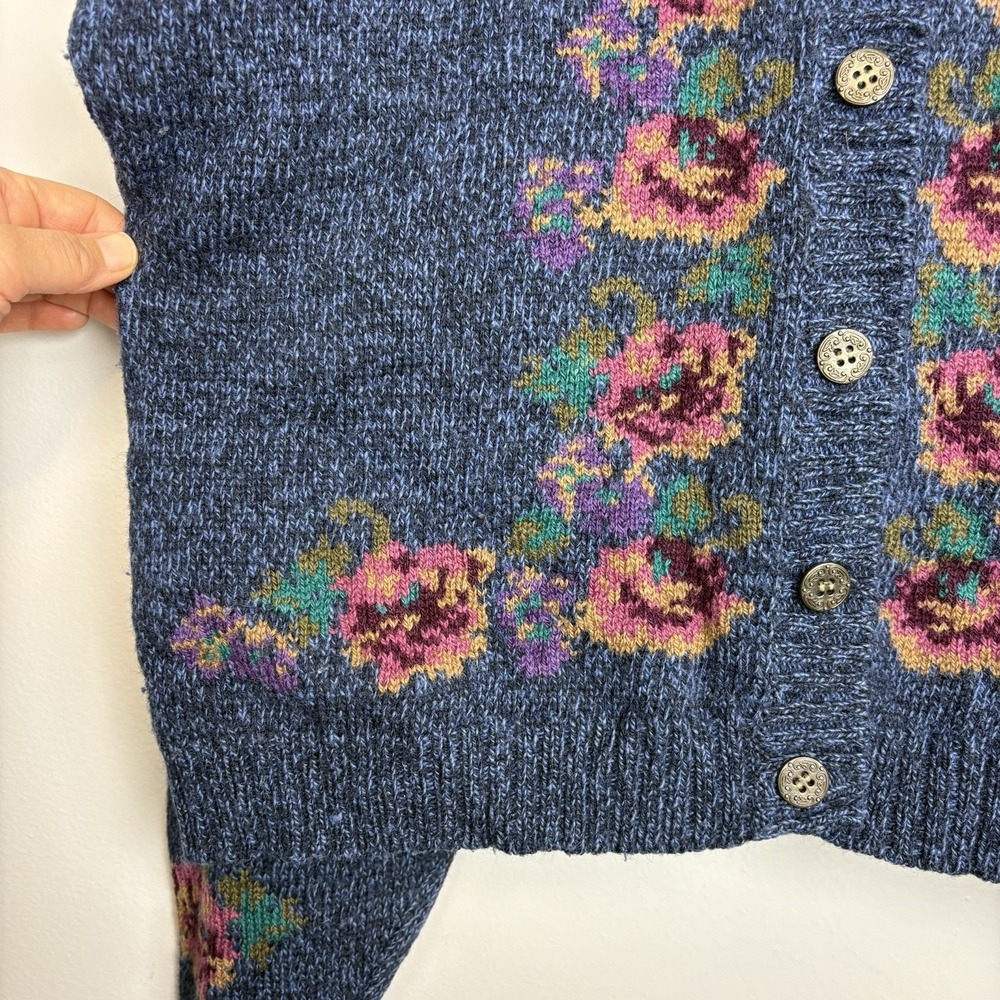 Vtg Women's Eddie Bauer Wool Blend Cardigan Sweater Grannycore Grandma Sz L - Picture 7 of 14